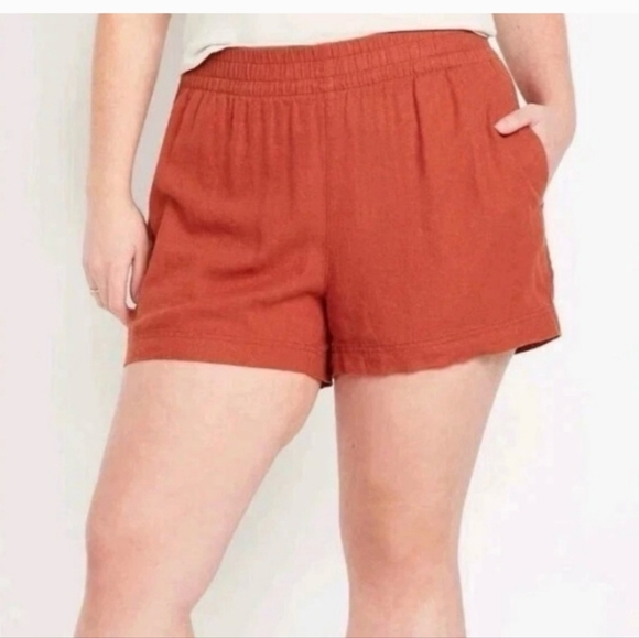 NWT Briggs Women's Linen Blend Shorts Orange/Red - Picture 1 of 6